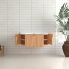 Lyngins Wall-Mounted Floating Bathroom Vanity with Sink & Soft-Close Drawer, Pre-Assembled Curved Edge Storage Bathroom Cabinet in Natural Walnut - 3 of 4
