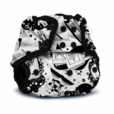 Image of Kanga Care Rumparooz One Size Reusable Cloth Diaper Cover Snap | Book Club Black 6-35 lbs