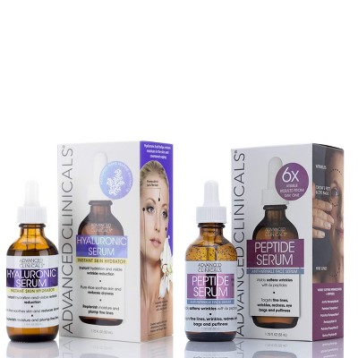 Advanced Clinicals Hyaluronic Acid Face Serum & Peptide Facial Serum Skin Care Bundle, Set of Two