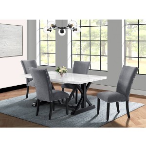 Picket House Furnishings Set of 2 Stratton Counter Height Side Chairs Set Charcoal: Upholstered, Rubberwood Frame, Foam Fill - 1 of 4