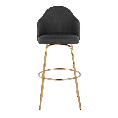 Ahoy 24" Contemporary Swivel Barstool in Gold and Charcoal