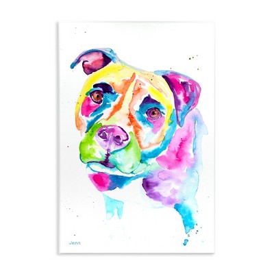 Stupell Industries Pit Bull Casual Watercolor Style Wall Plaque Art