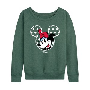 Women's - Disney - Minnie Ears Lightweight French Terry Wide Neck Long Sleeve Graphic Shirt - 1 of 4