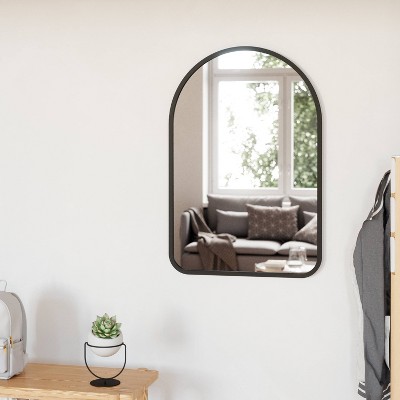 Modern Hub 39.5'' Black Wood Arched Wall Mirror
