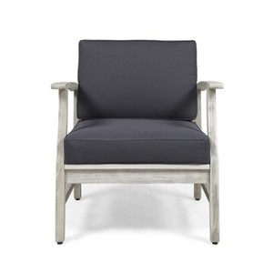 Christopher Knight Home Perla Outdoor Acacia Wood Club Chair, Light Gray/Dark Gray - 1 of 4