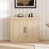 35.4 Inch Mid Century Modern Sideboard with 2 Glass Doors - Wood Coffee Bar, Media Console and Credenza for Living Room, Kitchen or Hallway - 4 of 4