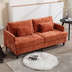 MOONMISS Mid Century Modern chenille Fabric Upholstered Loveseat sofa, for Living Room,Brown wood feet sofa for Bedroom,Reading - 1 of 4