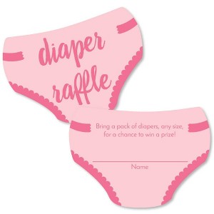 Big Dot of Happiness Baby Girl - Diaper Shaped Raffle Ticket Inserts - Pink Baby Shower Activities - Diaper Raffle Game - Set of 24 - 1 of 4