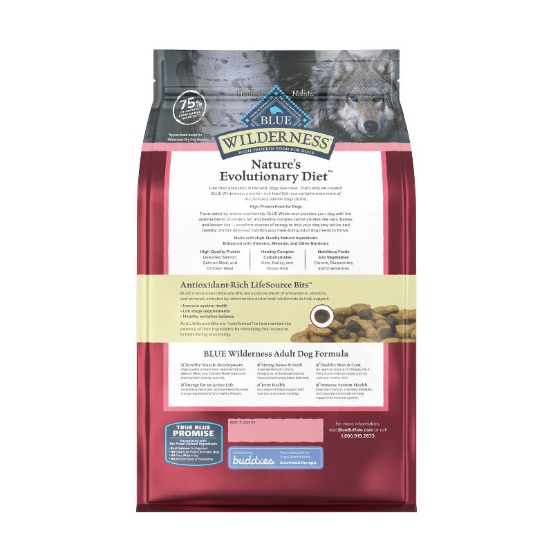 Blue Buffalo Wilderness High Protein Natural Adult Dry Dog Food plus Wholesome Grains with Salmon - 4.5lbs, 3 of 12