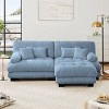 Chenille 2 Seater Modular Sectional Sofa with Ottoman, Deep Seat and Bolster Arms, 94.4" for Living Room-3irtyhousy - 2 of 4