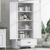 MAYEERTY Tall Bathroom Cabinet 2 Doors 1 Drawer Adjustable Shelf MDF White - 2 of 4