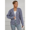 V For City Women's Cable-Knit V Neck Long Sleeve Button Down Cardigan with Contrast Stitching - 2 of 4