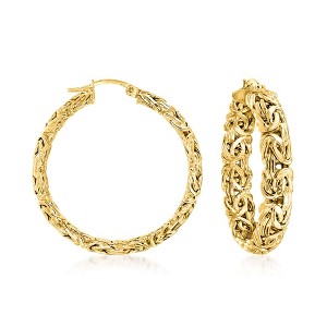 Ross-Simons 18kt Gold Over Sterling Large Byzantine Hoop Earrings - 1 of 4