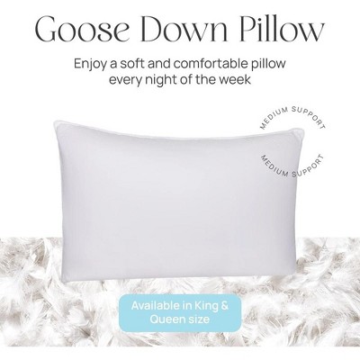 Queen Size White Goose Feather Down Pillow Set of 2