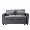 DOMETOUR 55 Inch Pull-out Sleeper Upholstered Sofa Bed with Two Pillows, Futon Convertible Sofa Bed Velvet Loveseat for Living Room Bedroom - 3 of 4