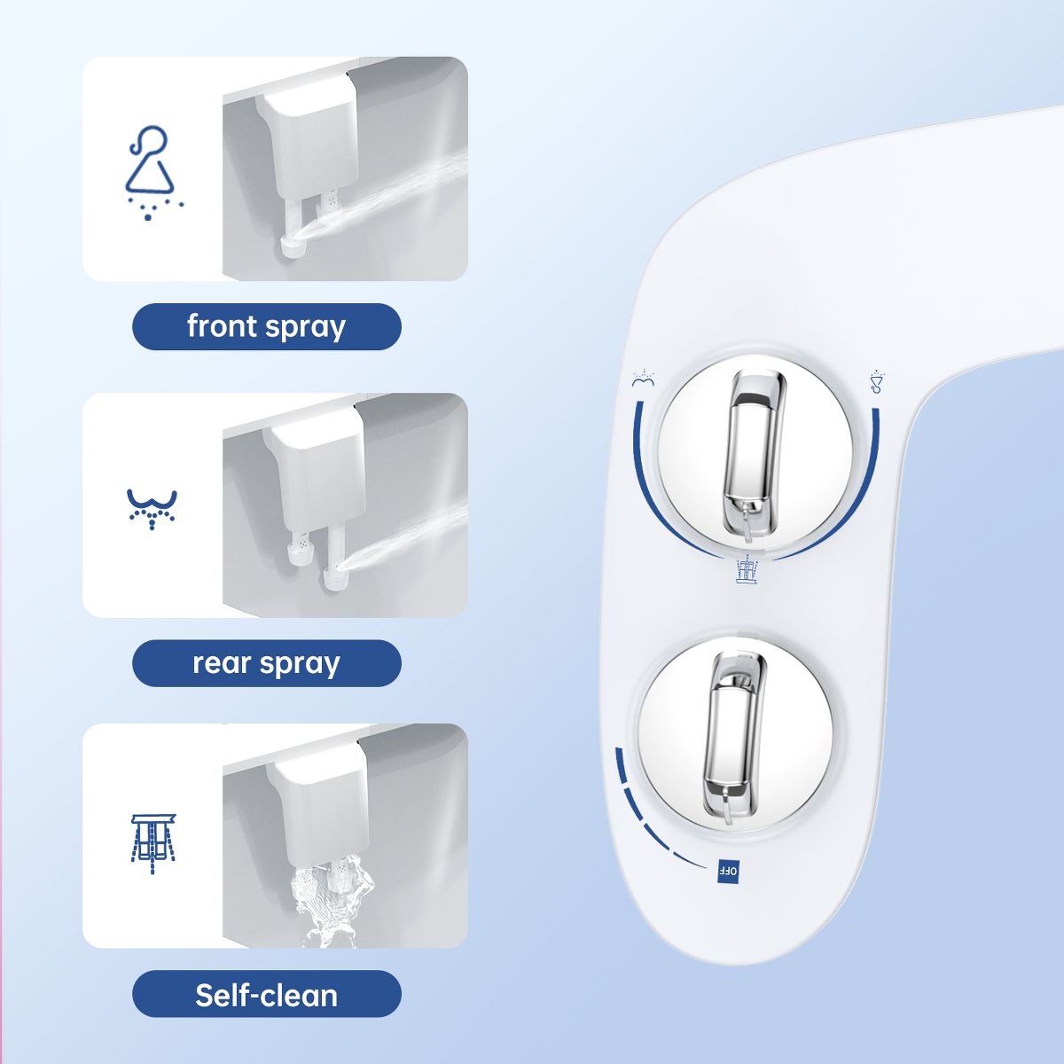 Bidet Attachment for Toilet Seat Water Pressure, Hygienic Bidets Attachment for Existing Toilets - Adjustable Fresh Water Pressure Dual Nozzle - thumbnail 8