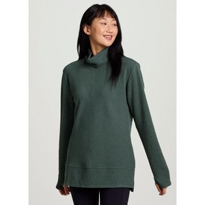 RBX Active Women's Lightweight Mock Cowl Neck Quilted Pullover Tunic with Thumbholes - 1 of 4