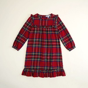 Girls Red Tartan Plaid Flannelette Nightgown - Posh Peanut - 1 of 4