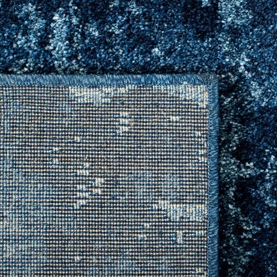 Navy Blue Abstract Shag Synthetic Area Rug
