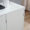 Okak Modern Sideboard Cabinet with Wavy Texture, Buffet Cabinet with 3 Doors, Storage Cabinet for Living Room, Dining Room, Kitchen, White - 3 of 4