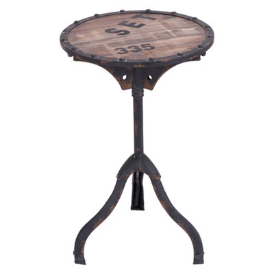 Metal and Wood Round Accent Table Brown - Olivia & May