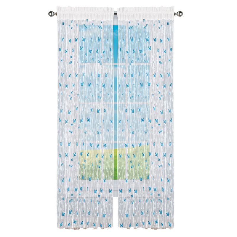 Collections Etc 3D Spring Butterfly Semi-Sheer Curtain Panel, 1 of 3