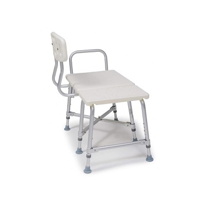 Adjustable White Plastic Bariatric Transfer Shower Bench with Aluminum Frame