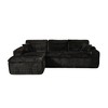 XIZZI No Assembly Sectional Sofa Set w/ Chaise - Plush/Corduroy Fabric, High-Resilience Foam, Beige/Black/Gray - Ships Compressed & Ready to Use - 2 of 4