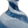 HomeRoots 16" Blue And White Striped Swirl Art Glass Table Vase - 4 of 4