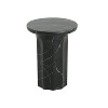 Okak Outdoor Side Table with Lightweight Concrete Frame, Round End Table with Marble Effect, Outdoor Coffee Table for Backyard, Black Marble - 2 of 4