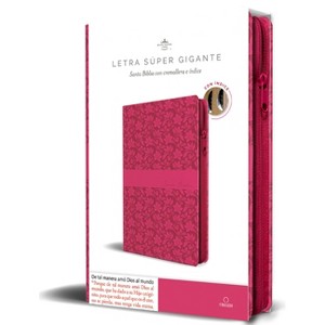 Biblia Reina Valera Revisada 1960 Letra Súper Gigante, Símil Piel Fucsia Rosada Cremallera E Índice / Spanish Bible Rvr 1960 Super Giant Print, - 1 of 1