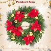 24" Pre-Lit Christmas Wreath with Berries Pinecones Poinsettia Flowers Lighted Artificial Christmas Wreath for Home Indoor Outdoor Decorations - 2 of 4
