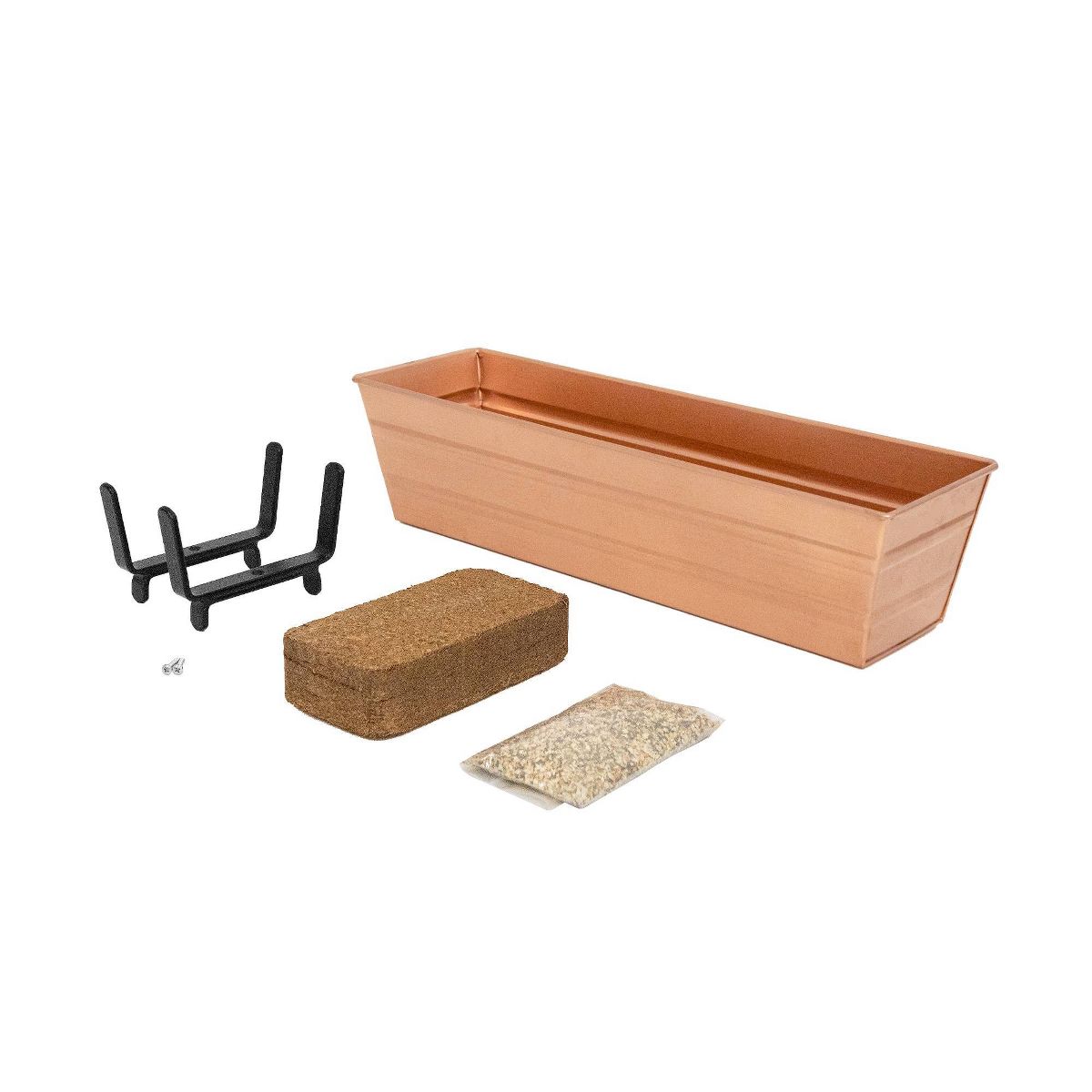 ACHLA Designs Small Plated Rectangular Outdoor Planter Box with Mounting Brackets Copper 22"x6.5"