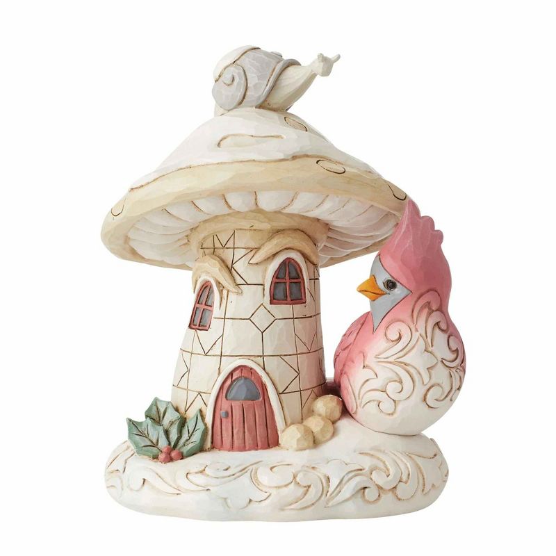 Jim Shore 6.75 In Home For The Holidays Mushroom Cardinal Dwelling Snail Gnome Figurines, 1 of 4