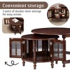Kumasinova Vintage Round Nesting Coffee Table with 6 Bamboo Glass Doors,31.5" Retro Side Table with Beaded Legs,Center Table for Living Room Furniture - 4 of 4
