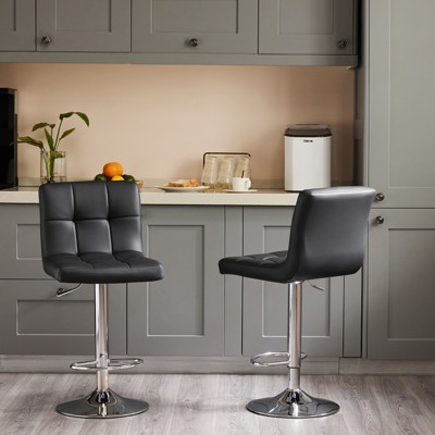FURNIinspire Counter And Bar Stools Counter Height Barstools, Square Seat Cushion Barstool With Back, Swivel Barstool, Black, 17.3"*14.4"*44"