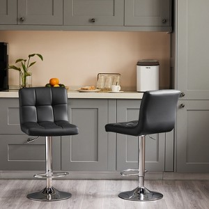 FURNIinspire Counter And Bar Stools Counter Height Barstools, Square Seat Cushion Barstool With Back, Swivel Barstool, Black, 17.3"*14.4"*44" - 1 of 4