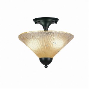 Toltec Lighting Any 2 - Light Flush Mount in  Matte Black with 12" Amber Crystal Shade - 1 of 1