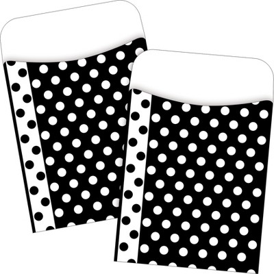 Barker Creek Black & White Dots Peel & Stick Library Pockets 60/Set BC3820