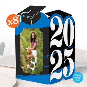 Big Dot of Happiness Blue 2025 Graduation Photo Holder Centerpieces, 4x6 Picture Display Box, Table Decoration Centerpiece for Grad Party Decor, 8 - 1 of 4