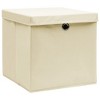 vidaXL Storage Boxes with Lid 4 pcs Cream 12.6"x12.6"x12.6" Fabric - 2 of 4