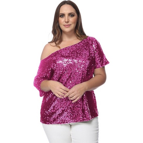 Plus size pink sequin top best sale