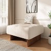 Airsurfer Square Tufted Linen Ottoman, Upholstered Beige Footstool with Solid Wood Legs, Modern Fabric Accent Ottoman for Living Room or Bedroom - 2 of 4