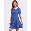INSPIRE CHIC Women's Vintage Peter Pan Collar Short Sleeve Button Down A-Line Mini Dress - 2 of 4