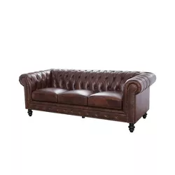 Grand Davenport Leather Sofa Brown - Abbyson Living