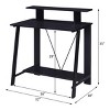 INFURNIC Writing Desk Modern Desk Open Compartments and Ladder-Style Metal Base with crossbar for added stability, Black, 18"*32"*35" - 3 of 4