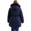 Agnes Orinda Women's Plus Size Windbreaker Fur Hood Drawstring Fleece Lined Buttons Zipper Winter Parka Jacket with Pockets - 4 of 4