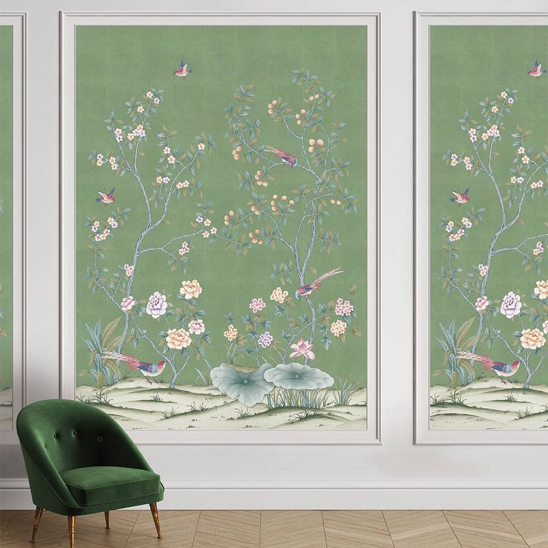 Tempaper &#38; Co. 108&#34;x78&#34; Chinoiserie Lily Sage Blossom Removable Peel and Stick Vinyl Wall Mural, 4 of 6