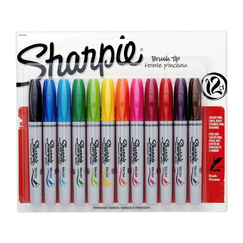 Sharpie Permanent Marker, Brush Tip, Assorted Color, Set of 12, 1 of 7