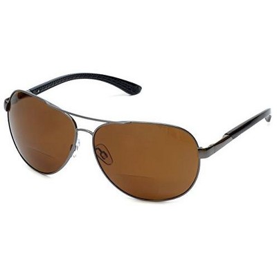 Grand Banks 477BF Polarized Bi-Focal Metal Reading Sunglassess in Gunmetal/Amber Lens +2.50